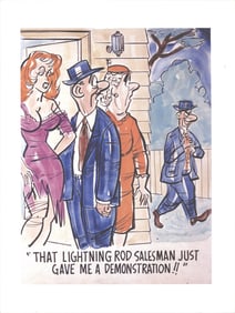 Artist Unknown - That Lightning Rod Salesman Just Gave Me a Demonstration! - Lithograph 16.25" x