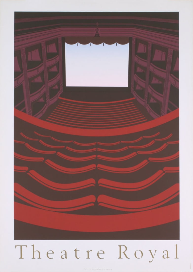 Perry King - Theatre Royal - 1985 Serigraph 35.5" x 25.25": "Theatre Royal" by Perry King, 1985 Unsigned Serigraph. Paper size is 35.5 x 25.25 inches, with an image size of 29.75 x 21.5 inches. The Serigraph is from an edition size of 2000 and is not framed. T