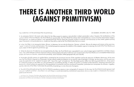 Zvi Goldstein - There is Another Third World (Against Primitivism) - Offset Lithograph 16.5" x