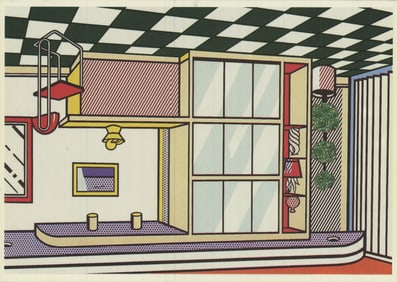Roy Lichtenstein - Interior with Built-In-Bar - 1992 4.25" x 6"