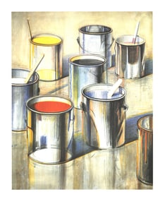 Wayne Thiebaud - Paint Cans (No text) - 1990 Offset Lithograph 32.75" x 27"