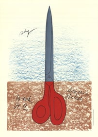 Claes Oldenburg - Scissors as Monument (No text) - 1968 Lithograph 33" x 23.25"