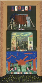 David Hockney - Triple Bill- Metropolitan Opera - 1982 Mixed Media 81" x 41"