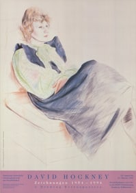 David Hockney - Zeichnunger 1954-1994, A Drawing Retrospective - 1995 Offset Lithograph 33" x 23.5"