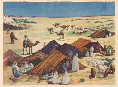Deyrolle - A camp of Nomadic Shepards - 1940 Poster - Modernism, Vintage