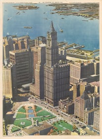 Emile Deyrolle - A Skyscraper District - 1940 Poster - Modernism, Vintage