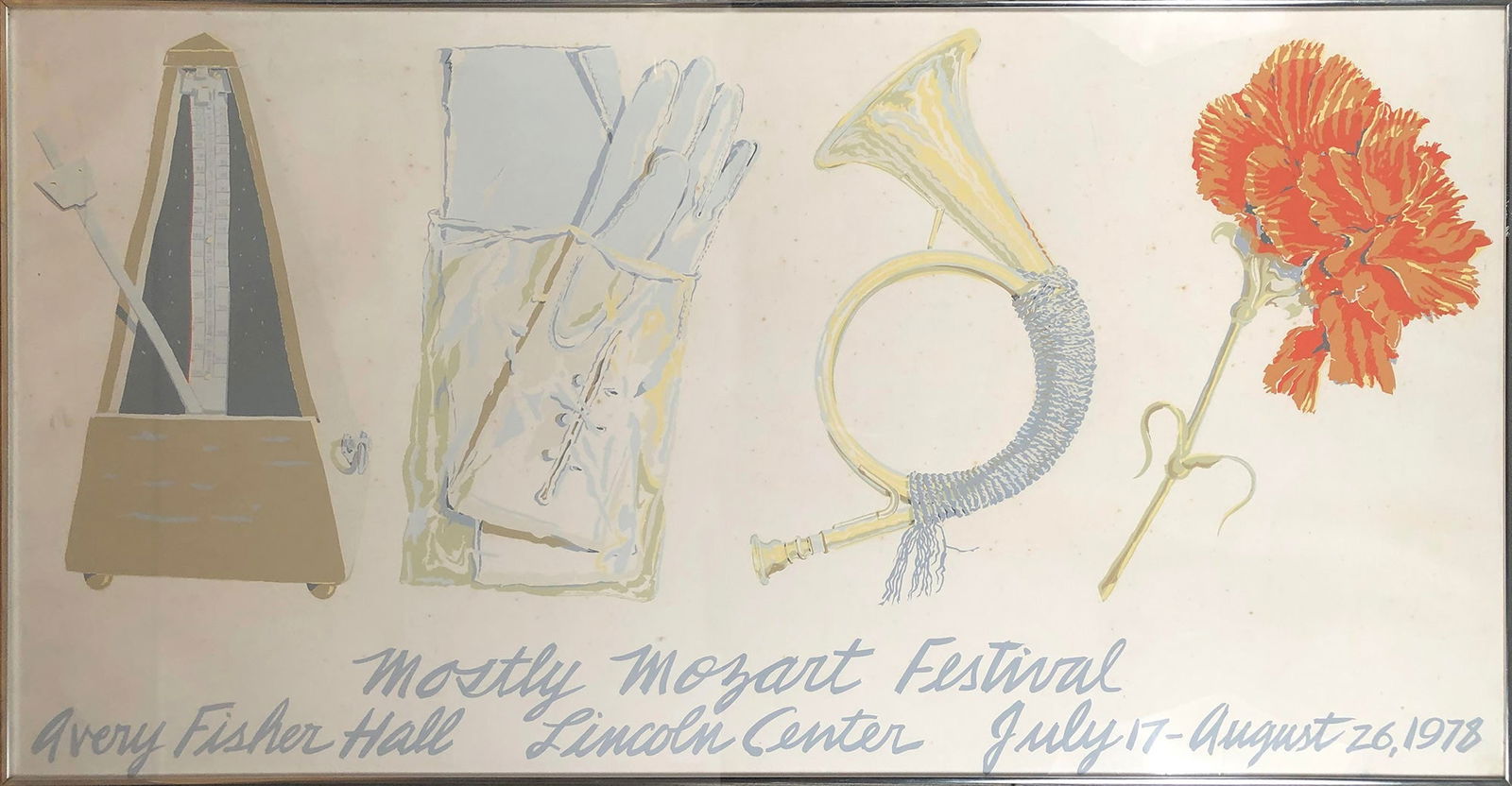 Don Nice - Mozart Predella - 1978 Print - Pop Art, Vintage: "Mozart Predella" by Don Nice, 1978 Unsigned Serigraph. Paper size is 38.5 x 72.25 inches, with an image size of 38.25 x 72 inches. The Serigraph is from an unknown edition size. and is currently fram