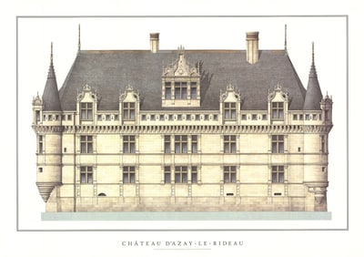 Artist Unknown - Chateau d'Azay-le-Rideau - Poster - Realism, Vintage