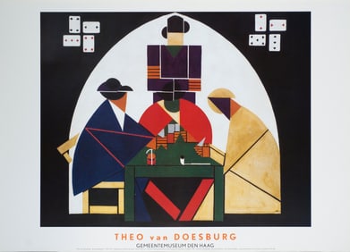 Theo van Doesburg - De Kaartspelers - 1985 Poster - Contemporary, Vintage