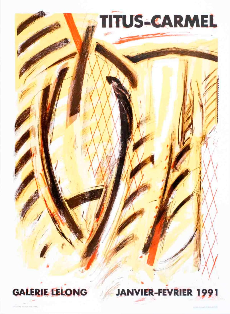 Gerard Titus-Carmel - Galerie Lelong - 1991 Print - Contemporary, Vintage: "Galerie Lelong" by Gerard Titus-Carmel, 1991 Unsigned Lithograph. Paper size is 30 x 20 inches, with an image size of 30 x 20 inches. The Lithograph is from an unknown edition size. and is not framed