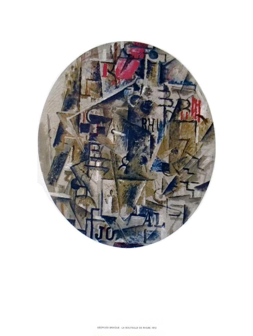 Georges Braque - La Bouteille De Rhum - 1995 Print - Cubism, Vintage: "La Bouteille De Rhum" by Georges Braque, 1995 Unsigned Lithograph. Paper size is 19.75 x 14.25 inches, with an image size of 19.75 x 14.25 inches. The Lithograph is from an edition size of 500 and is
