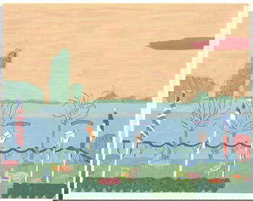 Jacques Pellegrin - La Marine - 1985 Print - Folk Art, Vintage