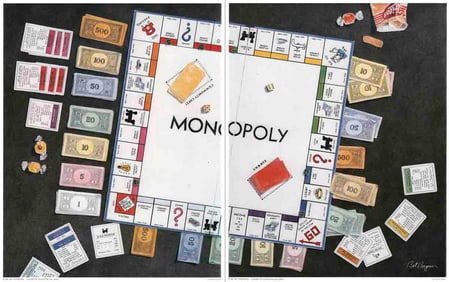 Bet Borgeson - Monopoly Diptych - 1985 Poster - Contemporary, Vintage
