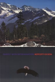 Markus Raetz - Quietly with Determination Boycot Exxon - Poster - Contemporary, Vintage