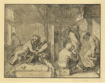 Adriaen Brouwer - Scene in an Inn - 1930 Print - Renaissance, Vintage