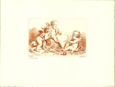 J.B. Huet - Three Cherubs - Etching - Renaissance, Vintage
