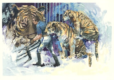 Wayland Moore - Three Tigers in the Circus - 1985 Print - Contemporary, Vintage