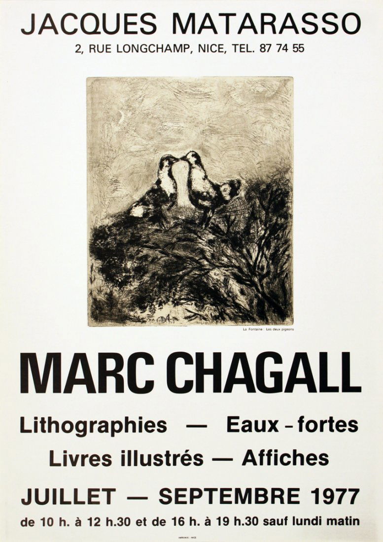 1977 Chagall La Fontaine: Les Deux Pigeons Poster (1 of 1)