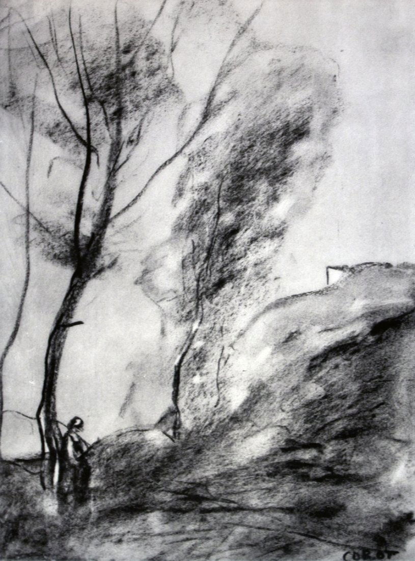 1960 Corot Winter Landscape With Trees Lithograph (1 of 1)