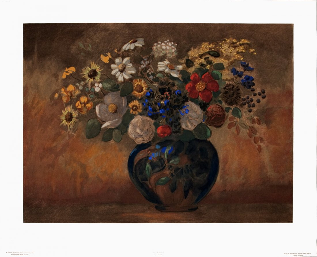 Odilon Redon - Vase de Fleurs: Reference #: ULYY7839 Artist Name: Redon, Odilon Title: Vase de Fleurs Medium: Offset Lithograph Edition Size: Unknown Year: Unknown Framed: No Paper Size: 21.75 x 27 inches Image Size: 17 x 23 inches