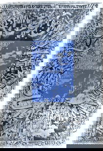 1- Martin Sharp Sunshine Superman poster: Donovan Sunshine Superman poster circa 1967 Psychedelic poster designed by Martin Sharp, metallic finish with black and blue print on silver ground. Measures approx. 22 x 32 inch. (56 x 81 cm)