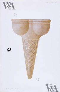 5 - Michael English V& A ice cream poster - NO RES: Michael English V&A 'Ice Cream Cone' AP 5 poster, signed twice with artists comments SOLD WITH NO RESERVE. Measures approx. 20 x 30 inch. Upon bidding it will be deemed that you have read and