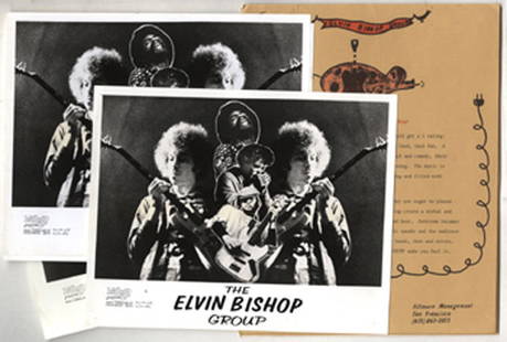 15 - An Elvin Bishop promotional press pack: An Elvin Bishop promotional press pack An original printed press pack for the Elvin Bishop Group consisting of four black and white promo photos and band biographies and a stage plan layout. (Q)