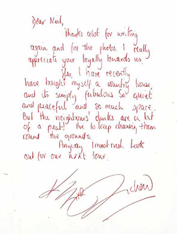90 - Keith Richards handwritten letter: Keith Richards handwritten letter to a fan named Neil Keith Richards han