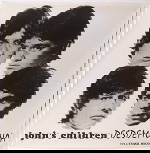 Johns Children poster: Johns Children 'Desdemona' Track Records promo poster Measures approx. 20 x 20 inch. (51 x 51 cm) Upon bidding it will be deemed that you have read and fully understood Cooper Owen's Terms and
