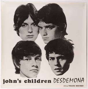 Johns Children poster: Johns Children 'Desdemona' Track Records promo poster Measures approx. 20 x 20 inch. (51 x 51 cm) Upon bidding it will be deemed that you have read and fully understood Cooper Owen's Terms and