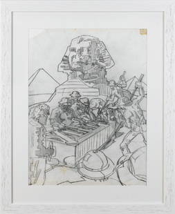 Grateful Dead Egyptian Tour artwork, Rock Griffin: Grateful Dead - Egyptian Tour Artwork Rick Griffin Study for the Grateful Dead Egyptian Tour. Large, detailed pencil on tracing paper sketch showing the great Egyptian Sphinx in the background