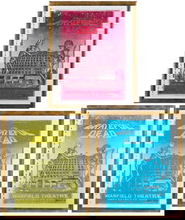 Grateful Dead Warfield Theatre, Dennis Larkins art: Grateful Dead - Warfield Theatre, printer's progressives Artwork Dennis Larkins Grateful Dead / Warfield Theatre set of 3 printers progressives in cyan, magenta and yellow, with artist/printers'