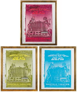 Grateful Dead Warfield Theatre, Dennis Larkins art: Grateful Dead - Warfield Theatre, printer's progressives Artwork Dennis Larkins Grateful Dead / Warfield Theatre set of 3 printers progressives in cyan, magenta and yellow, with artist/printers'