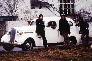 Pink Floyd photographic print on canvas, Randolph: Pink Floyd colour photograph printed on canvas by photographer Michael Randolph Great image of the band from the late sixties surrounding a white car, stretched on wooden frame, photographers