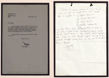 220*: George Harrison handwritten letter: *George Harrison handwritten letter, 1971 A letter handwritten by George