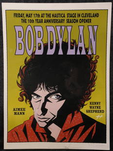 Bob Dylan: concert poster, Cleveland, by Justin: limited edition print for the Cleveland May 17th 1996 concert, signed by the artist, number 133/500