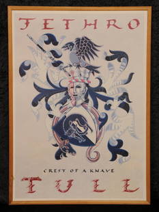 Rock concert posters 1980s inc Jethro Tull, Santana &: Selection of various rock posters from the 1980s including Jethro Tull, Santana and Eric Clapton including Jethro Tull poster Crest of a Knave mounted and framed, Santana Concert Poster 1980 Kalvoya