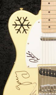 Snow Patrol: a guitar autographed by band: Snow Patrol: a guitar autographed by Gary Lightbody, Nathan Connolly, Jonny Quinn, Johnny McDaid and Paul Wilson, a Fender Squire Telecaster guitar, with Vintage Blonde finish and applied 'Snow