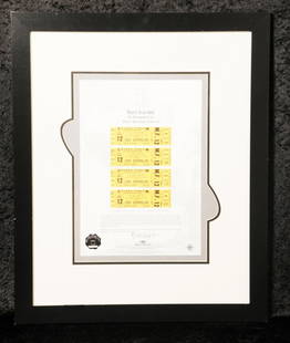 Led Zeppelin: four unused ticket display, Chicago, 1980: a set of four unused tickets for concerts that were cancelled due to John Bonham's sudden death, mounted and framed, limited edition numbered 0227/2000 Tickets for concerts scheduled to take place