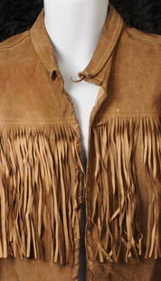 The Beatles / Paul McCartney: brown fringed leather: The Beatles / Paul McCartney: previously personally owned and worn brown fringed leather jacketA well worn leather jacket, with fringe braiding to front and along the armsProvenance:Given by Paul
