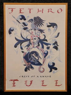 Rock concert posters 1980s inc Jethro Tull, Santana &: Selection of various rock posters from the 1980s including Jethro Tull, Santana and Eric Clapton including Jethro Tull poster Crest of a Knave mounted and framed, Santana Concert Poster 1980 Kalvoya