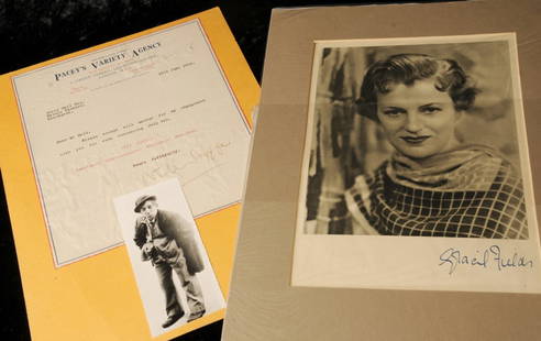 Signed photograph of Gracie Fields & a selection of: Signed photograph of Gracie Fields, a selection of 1920s / 1930s / 1940s autographs and signed photographs of entertainers and musicians including music hall artists and cabaret starsIncluding