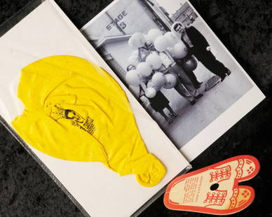 Elvis Presley: 'King Creole' promotional balloon: Sold together with a copy of a photograph of Trude Fosher and Col. Parker holding the balloons on the backlot of the studioEach lot comes with a Letter of Authenticity from Trude's son.This lot is