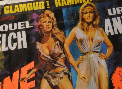 Film: One Million Years B.C. / She film poster, 1968: Film: One Million Years B.C./She, British Quad Double Bill film poster, 1968Artwork by Tom Chantrell, Hammer Film Productions, starring Raquel Welch & Ursula Andress