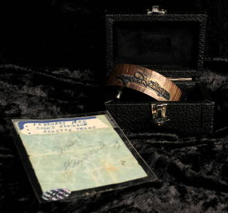 Elvis Presley: An autographed receipt with original: Elvis Presley: An autographed receipt with original signature printing block, 1950s, the reciept signed and inscribed 'thanks' in pencil, along with an original printing block bearing his signiture