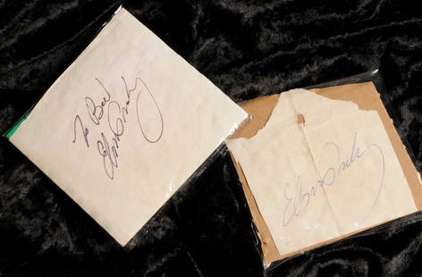 Elvis Presley: Two autographs, 1960s: Elvis Presley: Two autographs, 1960s, one in black fountain pen inscriped 'To Ben' and signed, the other signed in blue ball point pen Provenenance : letter from and photo os recipient with Elvis