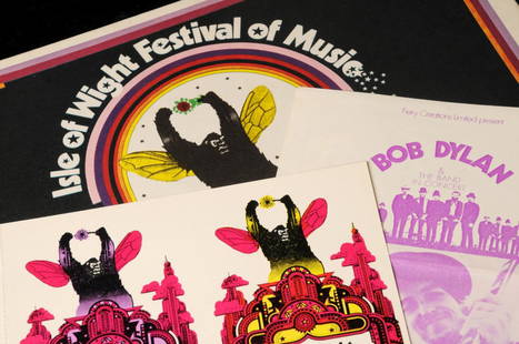 Isle of Wight Festival: Bob Dylan flyer, ticket and: A flyer for Bob Dylan at the 1969 festival listing other performers including The Who, Fat Mattress, King Crimson and many others with ticket order form on reverse, together with a programme and