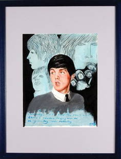 Paul McCartney original painting James Wilkinson: Paul McCartney, an original painting titled 'Yesterday1' by James Wilkinson acrylic on canvas. Framed. James Wilkinson In 1999 after a ten-year absence James Wilkinson began painting again. His