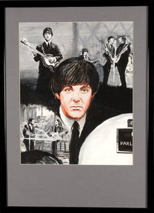 Paul McCartney original painting James Wilkinson: Paul McCartney, original painting titled 'Revolver 1' by James Wilkinson acrylic on canvas. Framed. James Wilkinson In 1999 after a ten-year absence James Wilkinson began painting again. His work