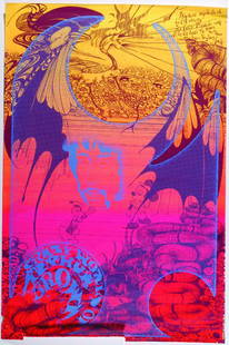 Arthur Brown Hapshash poster: Crazy World of Arthur Brown posters including 'Disney' Hapshash OA 108 1967 and 'Devils Grip' personality poster (2) Measures approx. 20 x 29 inch. (51 x 74 cm) and 21 x 30 inch (53 x 76 cm) Upon